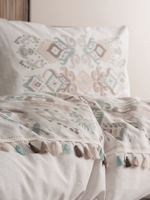 L'essentiel linge de maison Asilo - Brown Juego de Fundas para Edredón Doble Ranforce, Blanco y Marrón L'essentiel linge de maison Asilo - Brown Juego de Fundas para Edredón Doble Ranforce, Blanco y Marrón